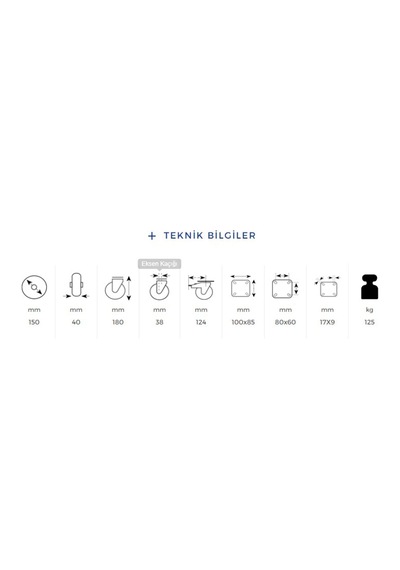 Badem10 Kama Frenli Oynak Tablalı 150x40 Mm Teker Siyah Burçlu Ağır Yük Tekeri