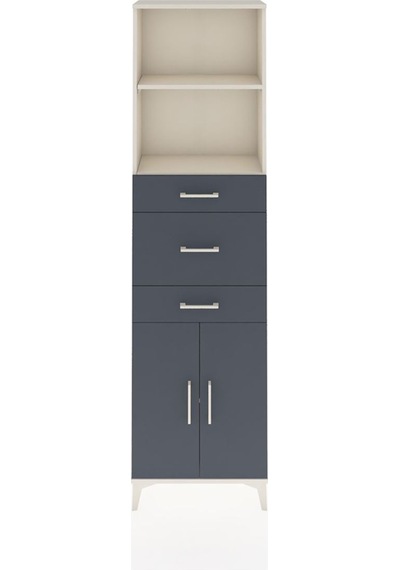 Arges Dolap 3 Raflı 3 Çekmeceli 2 Kapaklı 60x30x221 Aytaşı-antrasit Aytası