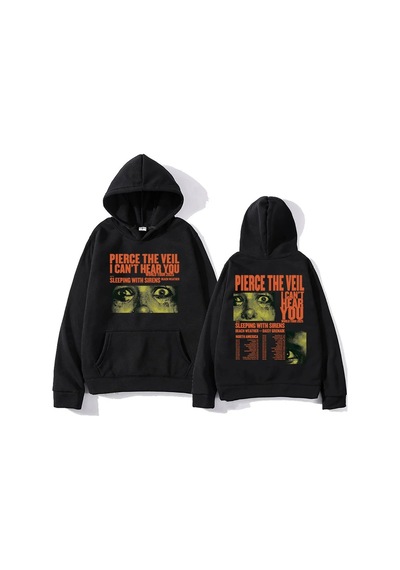 Startmore Siyah Unisex Streetweed Pierce The Veil Rock Grubu Kapüşonlular Seni Duyamıyorum Dünya Turu Siyah
