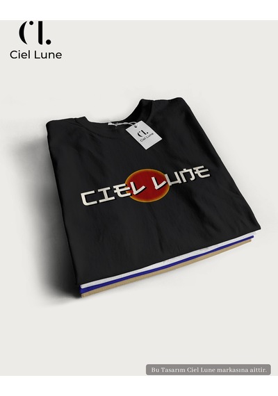 Nevermınd Unisex Optic Line Ciel Lune - Oversize Tişört Siyah Siyah