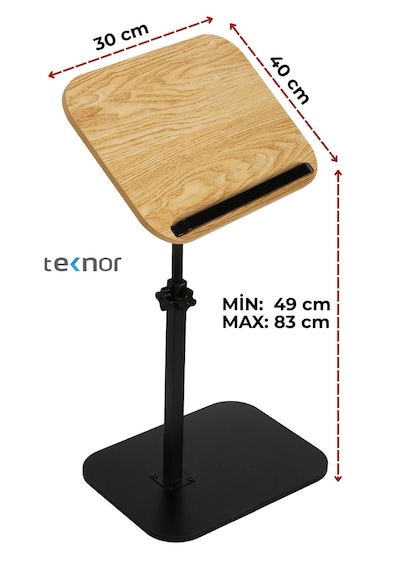 Teknor Ayarlanabilir Laptop Sehpası Mdf Tablalı Ayaklı Portatif Sehpa 30x40 Ebat Meşe