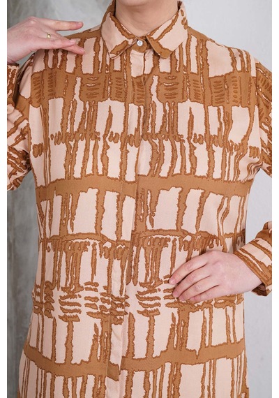 Polologin Butik Kahverengi Çizgili Tunik Ve Krem Pantolon Takım Kahverengi & Krem Polologin Butik Kahverengi Çizgili Tunik Ve Krem Pantolon Takım Kahverengi & Krem