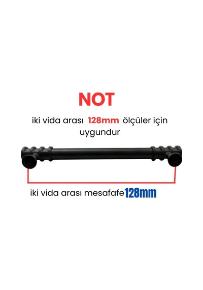 4 Adet Halka Boru Siyah Metal Mobilya Kulpu 128mm Siyah