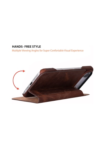 Bloomcase Sonat Mahogany Saddle Hakiki Deri Apple Uyumlu iPhone 17 Air 6.5" Folio Kılıfı Kahverengi