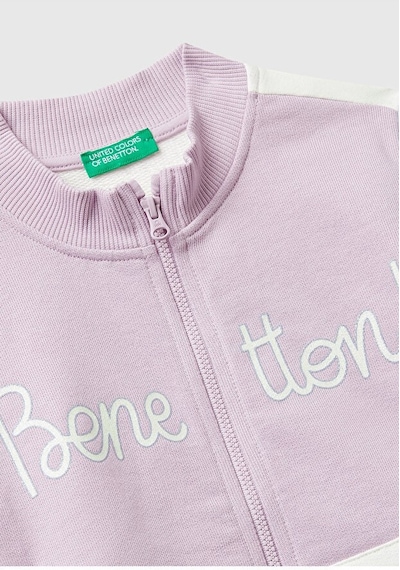 United Colors Of Benetton Benetton Kız Bebek Fermuarlı Sweatshırt Beyaz