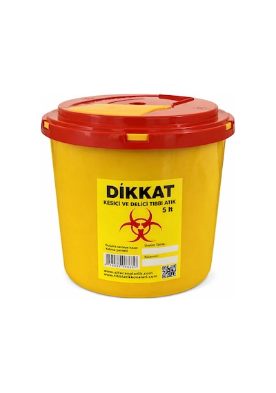 Tıbbi Atık Kovası, Enfekte Kovası Sarı Renk , Hijyenik Ve Güvenli Kullanım 5 Litre Tüm Adetler Turuncu