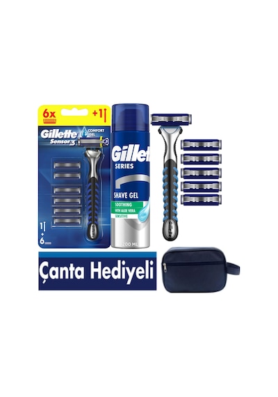 Sensor3 Erkek Tıraş Seti 6 Bıçak + 200 Ml Tıraş Jel+ Çanta Hediyeli