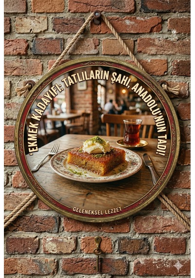 Ekmek Kadayıfı Temalı Tatlıcılar Pastaneler Restoranlar İçin Ahşap Duvar Kapı Dekoratif Süs Tablo 2