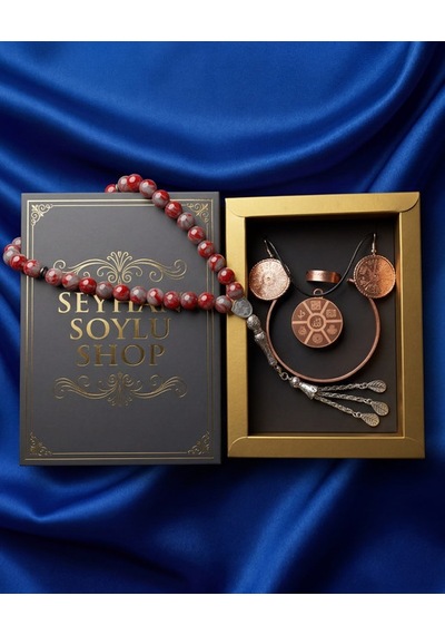 Özel Tasarım Kitap Kutulu Kadın Bakır Takı Seti Ve Tesbih Kombini - Kolye Küpe Bileklik Yüzük 5 Parça Otantik Şık Hediyelik - Doğum Günü Yıl Dönümü Anneler Günü Kadınlara Özel Gösterişli Hediye - N-00075 Özel Tasarım Kitap Kutulu Kadın Bakır Takı Seti Ve Tesbih Kombini - Kolye Küpe Bileklik Yüzük 5 Parça Otantik Şık Hediyelik - Doğum Günü Yıl Dönümü Anneler Günü Kadınlara Özel Gösterişli Hediye - N-00075