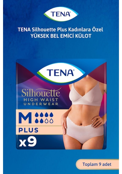 Tena Silhouette Plus Kadınlara Özel Yüksek Bel Emici Külot Krem Medium 9 Adet M
