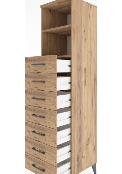 Hyperion Dolap 2 Raflı 7 Çekmeceli 44x44x182 Çam-çam Çam