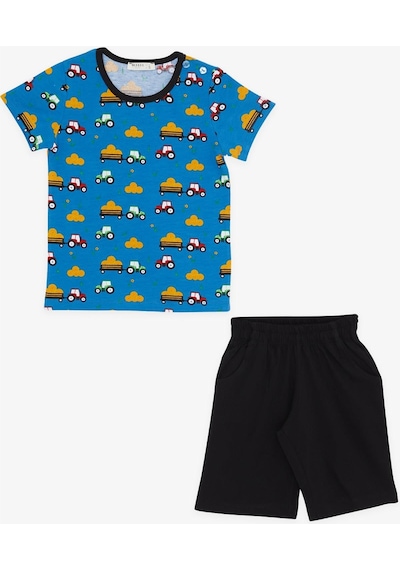 Breeze Girls & Boys Erkek Çocuk Şortlu Pijama Takımı Traktör Desenli 1.5-5 Yaş, Mavi-mavi Mavi