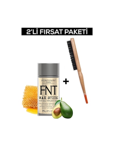 Fontenay Hair Wax Stick 75gr + Profesyonel Topuz Fırçası 3033 2'li Set
