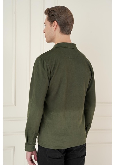 Efor G 1578 Slim Fit Haki Klasik Gömlek Haki