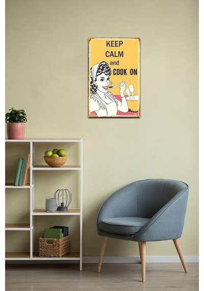Kuşe Kağıt Duvar Posteri Keep Calm And Cook On Retro Vintage Drtr0029