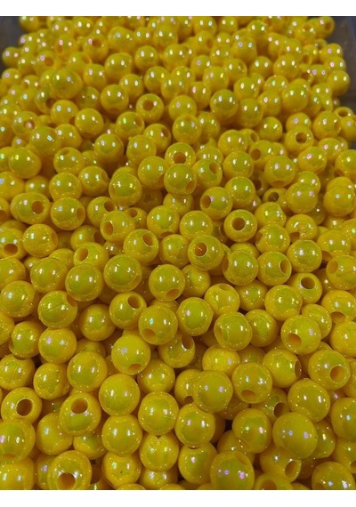 Sazan Boncuk Yemi Camgöz Parlak Sarı Uv Büyük Delikli 10 Mm 50 Adet