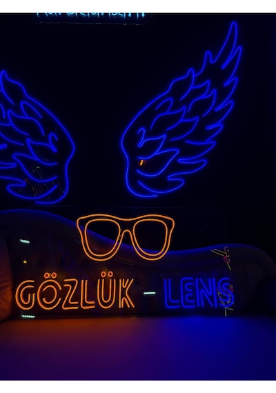 Gözlük-lens Yazılı Ve Şekilli Neon Tabela Çok Renkli