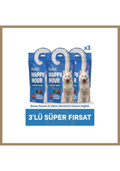 Reflex Happy Hour Healty Bones Somon & Yaban Mersinli & Kızılcık Sağlıklı Kemikler Için Destekleyici 3lü Fırsat 22