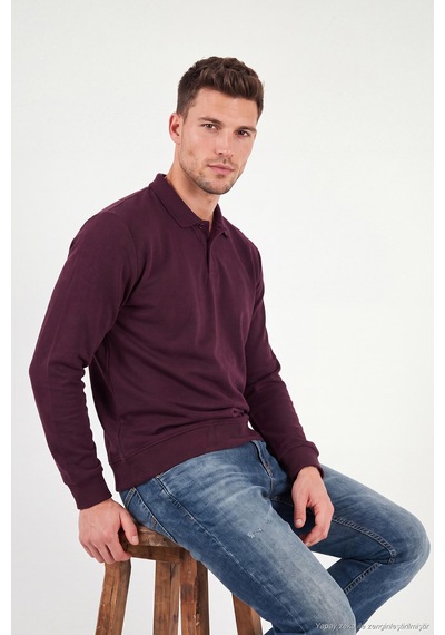 Buratti Pamuklu Regular Fit Yumuşak Dokulu Düğmeli Polo Yaka Kazak Erkek Polo Yaka Kazak 5906103 Bordo