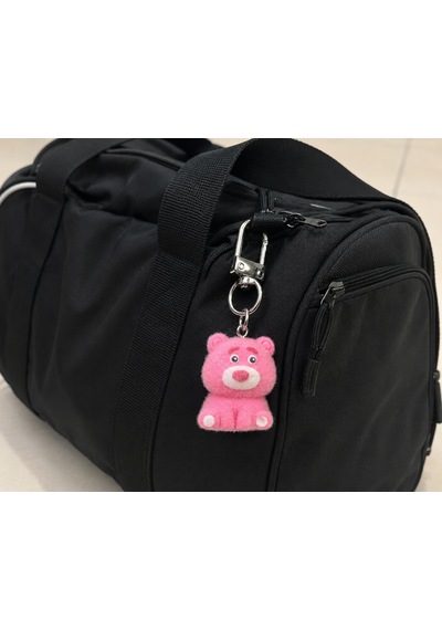Pinky Bear Tüylü Peluş Charm Anahtarlık Sevimli Ayıcık Çanta Aksesuarı Hediye