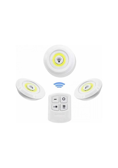 Uzaktan Kumandalı 3'lü Cob Led Spot Lamba Seti Dolap Ve Mutfak Rafı Işığı Diğer