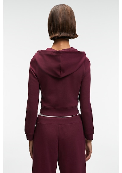 Grimelange COSIMA Kadın Metal Fermuarlı Kapüşonlu Crop Bordo Sweatshirt