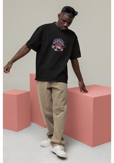 Noıssey Toronto Raptors Retro Tasarımlı Unisex Oversize T-shirt Siyah