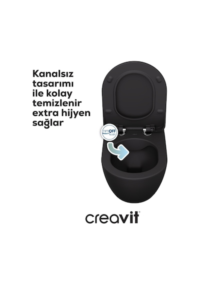 Creavit Free Rim-off Mat Antrasit Renkli Gömme Rezervuar Takım Set