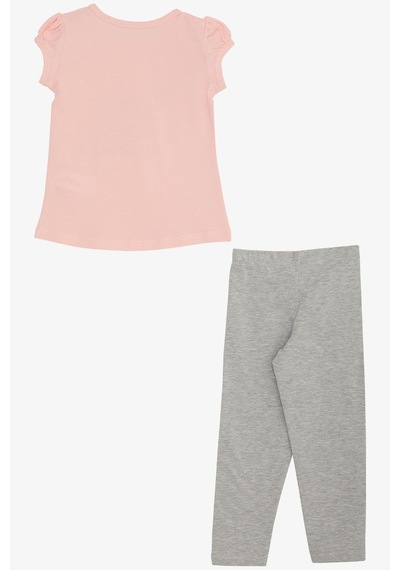 Breeze Kız Çocuk Taytlı Takım Çiçek Kızlar Yazı Baskılı 1.5-5 Yaş, Pembe-pembe Pembe
