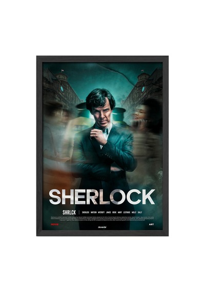 Sherlock Siyah Ahşap Çerçeveli Poster, Dizi Duvar Tablosu