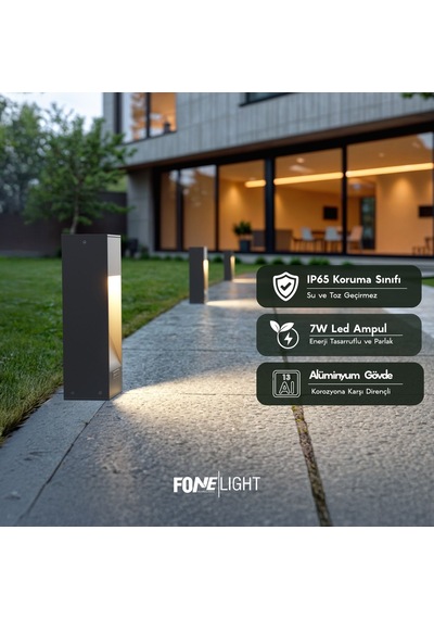 FoneLight Luzerra 35 cm LED Bahçe Set Üstü Aydınlatma Antrasit Alüminyum IP65 Peyzaj Yürüyüş Yolu Bahçe Lambası 3000K