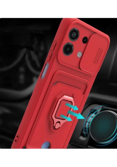 Newface Xiaomi Redmi Note 13 4g Kılıf Zuma Kartvizitli Yüzüklü Silikon - Pembe