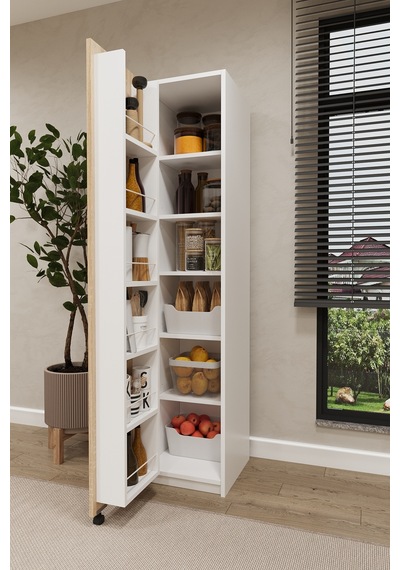 Asra Trend Çok Amaçlı Kiler Dolabı MK-19 %100 MDF Erzak Organizer Dolabı Sonoma