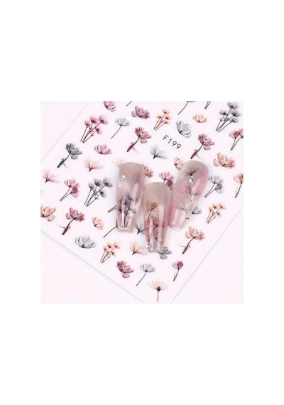 Nailist Flower - Çiçek Figürlü Renkli Çiçekli Tasarım Yapışkan Tırnak Sticker Nail Art Dövme Seti 52641961