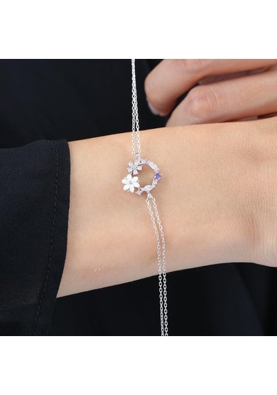 Mia Vento Bahar Bahçesi Manolya Çiçeği Flowers Gümüş Bileklik
