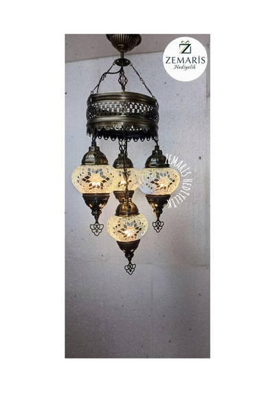 El Yapımı Otantik Mozaik Avize Beyaz - 807626339 Beyaz