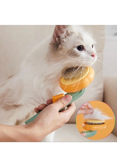 Teknoclass Yeni Nesil Tuşlu Evcil Hayvan Tarağı Otomatik Temizlenen Kedi Köpek Fırçası Tüy Toplayıc