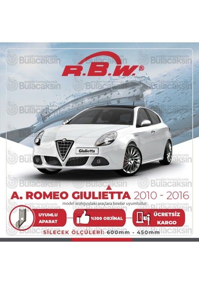 RBW Alfa Romeo Giulietta 2010 - 2016 Ön Muz Silecek Takım