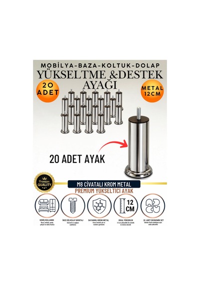 20 Adet 12 Cm M8 Vidalı Metal Krom Ayak Mobilya Ayağı Baza Ayağı Kanepe Ayağı Koltuk Ayağı Yatak Ayağı Yükseltme Ayağı Dolap Ayak Sehpa Sandık Ayakları Değişim Destek Ayağı Yükseltici Aparat Şifonyer Gümüş Gümüş 20 Adet 12 Cm M8 Vidalı Metal Krom Ayak Mobilya Ayağı Baza Ayağı Kanepe Ayağı Koltuk Ayağı Yatak Ayağı Yükseltme Ayağı Dolap Ayak Sehpa Sandık Ayakları Değişim Destek Ayağı Yükseltici Aparat Şifonyer Gümüş Gümüş