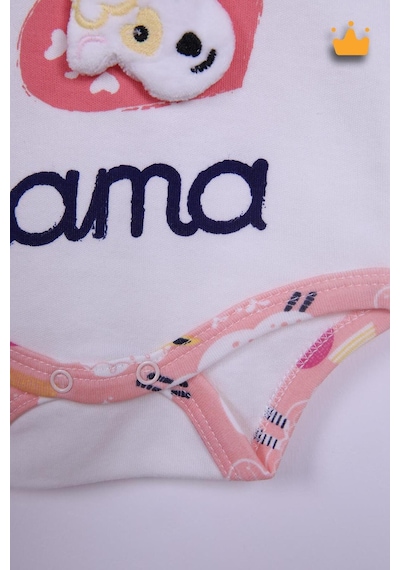 Babyhola Bebek Çıtçıtlı Badi Tulum Bere 3'lü Takım %100 Pamuk Annemi Seviyorum Yazılı 587-8 Pembe