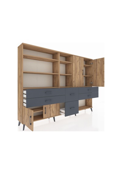 Arges Dolap 10 Raflı 6 Çekmeceli 4 Kapaklı 220x30x163 Çam-çam/ant Çam-çam/antrasit Arges Dolap 10 Raflı 6 Çekmeceli 4 Kapaklı 220x30x163 Çam-çam/ant Çam-çam/antrasit