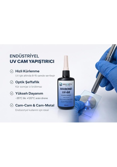Mıxbond Uv68 Uv Yapıştırıcı 50g Camı Cama Ve Camı Metale Yapıştırıcı, Uv Işıkla Kürlenen Optik Şeffaf Endüstriyel Yapıştırıcı, Lens Cam Metal Plastik İçin Güçlü Şeffaf Uv Glue