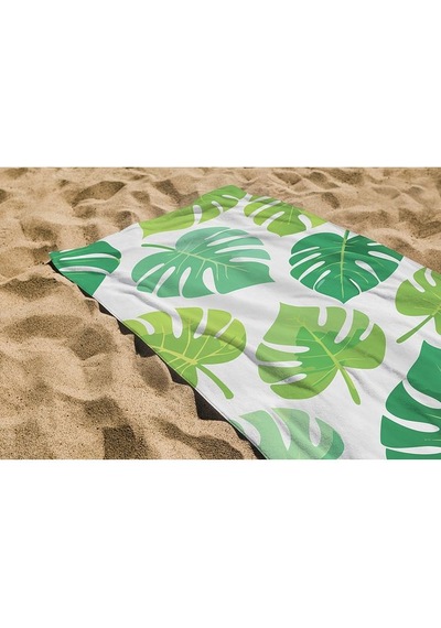 Plaj Havlusu Yaprak Dijital Baskılı 70x150 Cm Plaj Havlusu - Yeşil Renkli