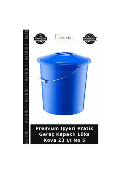 Premium İşyeri Pratik Gereç Kapaklı Lüks Kova 23 Lt No 5 Çok Renkli