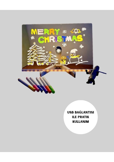 Silinebilir Led Mesaj Tahtası 7 Renkli Kalem Dahil Sarı