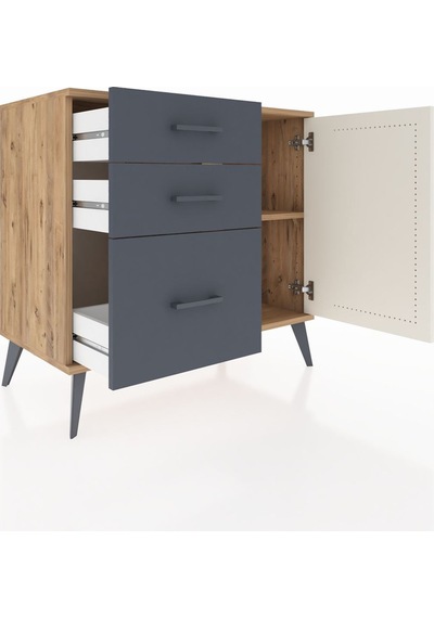 Hyperion Şifonyer Tek Raflı 3 Çekmeceli Tek Kapaklı 88x44x80 Çam-aytaşı/antrasit Aytaşı/antrasit Hyperion Şifonyer Tek Raflı 3 Çekmeceli Tek Kapaklı 88x44x80 Çam-aytaşı/antrasit Aytaşı/antrasit