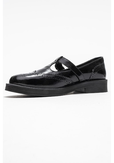 Luvishoes Luvi Shoes Janney Siyah Rugan Hakiki Deri Bantlı Kadın Loafer Ayakkabı SİYAH RUGAN
