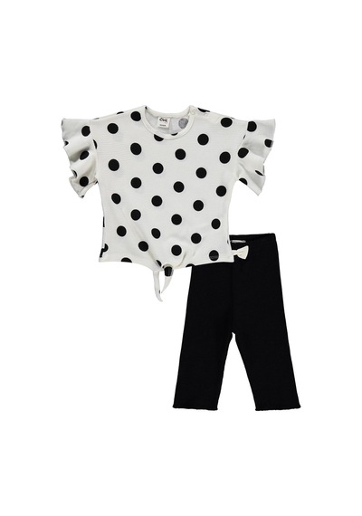 Civil Baby Puantiye Empirme Reçmeli 6-18 Ay Takım - Ekru