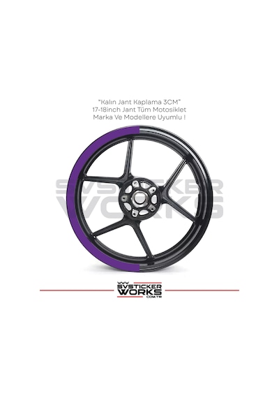 Motosiklet Jant Şeridi Jant Sticker Yarım Kaplama Daire 17-18 İnch Jant Motor Uyumlu Mor