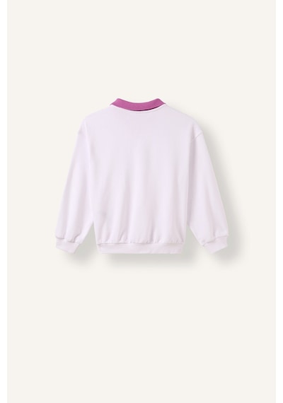 Defacto Relax Fit Kontrast Polo Yaka Baskılı Sweatshirt Kız Çocuk I3837a826auwt34 Beyaz-wt34
